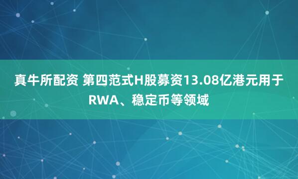 真牛所配资 第四范式H股募资13.08亿港元用于RWA、稳定币等领域